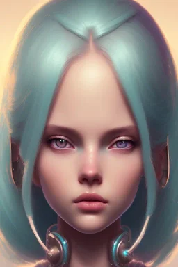 girl, teal hair, pigtails, big eyes, cute, beautiful, dress, 8k resolution concept art portrait by Greg Rutkowski