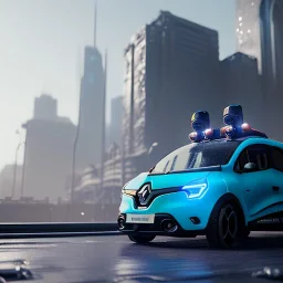 Renault Zoë, futuristic city, blue,