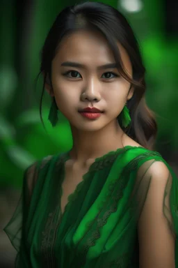 gadis indonesia yang cantik kulit putih hidung mancung baju hijau