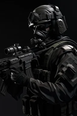 A soldier in the game modern warfare, he wears a solid black creepy helmet that covers his face. He is a sniper, but can also run point. His call sign is Wraith.