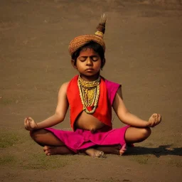 indian child in meditation