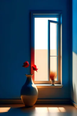minimalist painting aesthetic Simpleand a window, Flower in Vase Digital Art