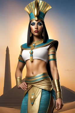 full body Cleopatra, pharaoh makeup, full body shot, written by Orcinus Orca, Ultra detail face