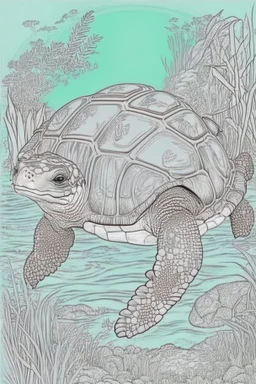 coloring book page of a magical turtle, monochrome, black and white, sharp, sketch drawing