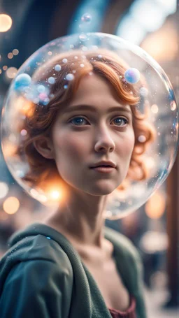 portrait of fairy inside bubble explosion at the train station,bokeh like f/0.8, tilt-shift lens 8k, high detail, smooth render, down-light, unreal engine, prize winning