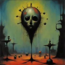 Hail the abandoned sideshow freak!, Geek Love, Graham Sutherland and Joan Miro and Zdzislaw Beksinski deliver a surreal masterpiece, rich colors, sinister, creepy, sharp focus, dark shines, asymmetric,