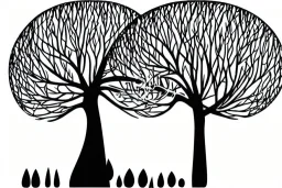 Vector tree illustration white background die cut