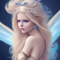 magnifique belle sexy fairy souriante avec de magnifiques ailes et des cheveux longs blonds,yeux bleus