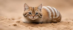 snail sand cat in burrow