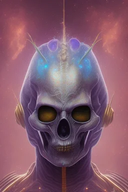 purple alien, cracks in the head, evil, Asian eyes, weapons, blood, 8k, finely detailed, photo realistic, Boris Vallejo style turquoise skull head gold dragon space alien rain skeleton silver helmet golden space suit