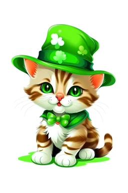 A cute St.Patrick's Day kitten vector image for a t-shirt on a white background