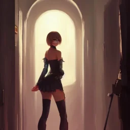 by wlop, ilya kuvshinov, krenz cushart, greg rutkowski, pixiv, sarah j. maas book cover style magician at the end of a corridor, smooth, sharp focus, d & d style, artstation, 4 k, hdr