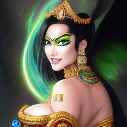 ultra detailed fullbody portrait of busty beautiful Kitana, extremely detailed digital painting, intrincate, extremely detailed smiling face,crystal clear Big Green eyes, in the style of Ohrai Noriyoshi and robert e howard and pablo oliveira and Ken Kelley and Keith Parkinson,mystical colors,perfectly centered image, perfect composition, rim light, beautiful lighting,8k, stunning scene, raytracing