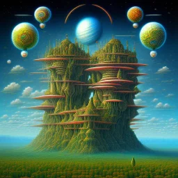 fractals in a human, Jacek Yerka, sky background