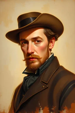 lpainted portrait of 1800's man, kind looking, middle class not fancy more plain and is not wearing a hat