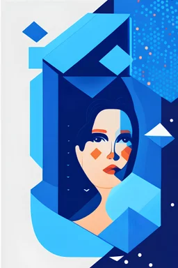 file storage service, 2d, vector art, abstract, geometrical, flat color, only with blue tone