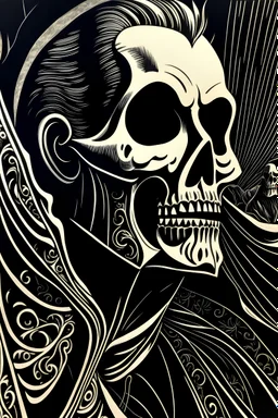 Linocut phantom of the opera