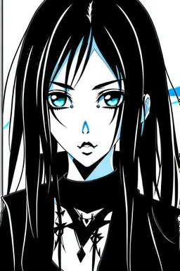 A brunette goth girl, in the style of Tite Kubo's Bleach