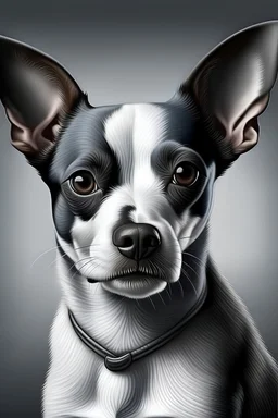 portrait of american rat terrier with all gray face by frida