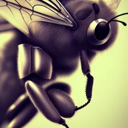 depth of field, cyborg bee, macro lens, hyperphoorealstic, ultra detail, elegant