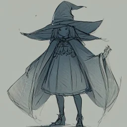 clear focus,high resolution, rough lines, sketch, cute, Cartoon, Outfit-Witch outfit, Pose-Standing still