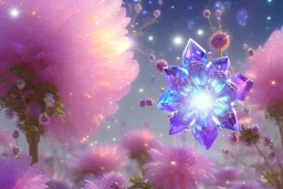 one big crystal subtle flower in a galactic ambiance of the sky, transparent petals, delicate colors, in the foreground, full of details, smooth, bright sunshine，soft light atmosphere, light effect，vaporwave colorful, concept art, smooth, extremely sharp detail, finely tuned detail, ultra high definition, 8 k, unreal engine 5, ultra sharp focus