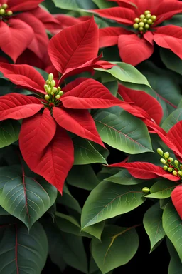 sign "Merry Christmas", poinsettias flowers, ultra hd, uhd, realistic, vivid colors, highly detailed, perfect composition, --ar 16:9