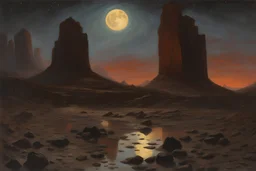 night, rocks, mountains, puddle, sci-fi, very epic, walter leistikow, hans am ende, and ernest welvaert impressionism paintings