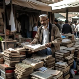 Book seller in the weekly market