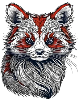 outline art for Red Panda pages, white background, Sketch style, only use outline, Mandala style, clean line art, white background, no shadows and clear and well outlined