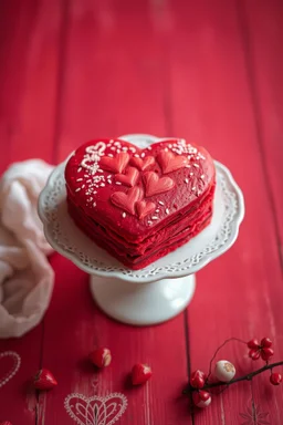 vintage heart cake in red color