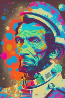 Portrait of Abe Lincoln in space gear pop art