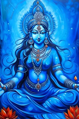 Goddess Lakshmi painting blue abstract