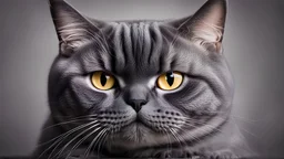 angry gray British cat