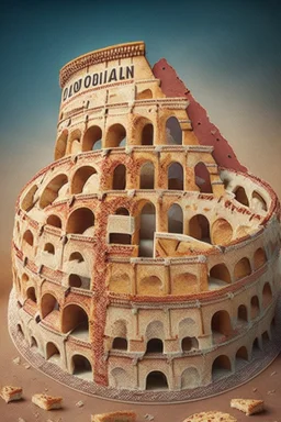 Colosseum made of pizza