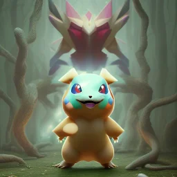 Mystery pokemon,Ambiance dramatique, hyperrealisme, 8k, high quality, lot of details, fit within portrait
