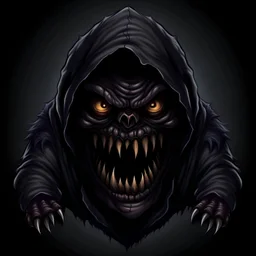 Dark monster with only sharp teeth and black hoodie