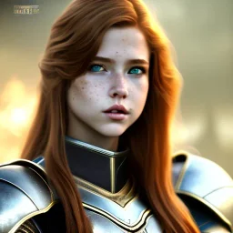 realistic, hyper detailed, stunningly beautiful 16 year old teen girl, long ginger hair, green eyes, medium freckles, full lips, revealing leather armour, full body and head, c-cup breasts, stern expression, full frame, petite, ignore NSFW, shortbow, quiver on hip