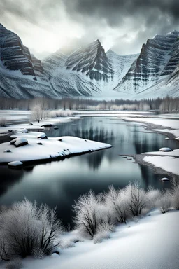 Barren and frozen realm of death, photorealistic
