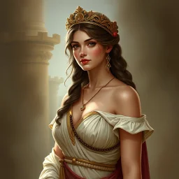 a beautiful noble woman, Roman, Athena, Aphrodite, young, pretty, dress, digital art