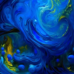 Van Gogh in Blue, Abstract, Color, Designs, Famous, Fractal, Graphically, Oil Painting