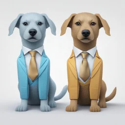 make one realistic business dog that is made of shapes and has a suit on looks a little like crystals with arms lowest 2048 x 1152 pixels og højst 6 MB