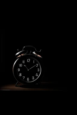 Alarm clock in a dark room illuminated at six in the morning