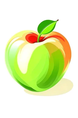 Full Image of a apple in White background, cartoon style