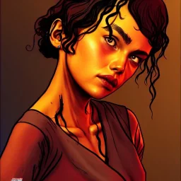 Clementine from the walking dead telltale she puts her bare foot on a guy's head, she looks superior, the art looks like a live action movie