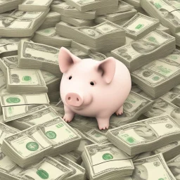 piggish cloven foot lying on stacks of money