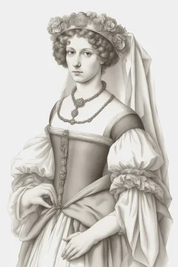 portrait of a renaissance woman on a white background