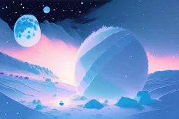 Snow, winter, ice blocks, moonlight, infinite, sci-fi, epic, otto pippel painting