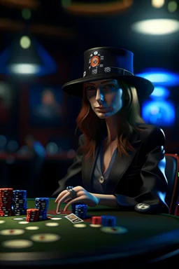 portrait chatbot witchcraft wins in poker, photo-realistic, shot on Hasselblad h6d-400c, zeiss prime lens, bokeh like f/0.8, tilt-shift lens 8k, high detail, smooth render, down-light, unreal engine 5, cinema 4d, HDR