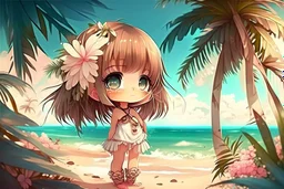 cute chibi girl in the paradise